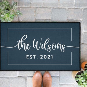 Custom Door Mat with Family Name Housewarming Gift Custom Outdoor Doormat Gift for Grandparents Personalized Outdoor Welcome Mat Decor