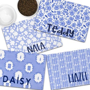 Personalized Dog Bowl Mat With Name Custom Pet Placemat Chinoiserie Dog Gift For New Puppy Gift Custom Bowl Mat For Cat Gift For Pet Lover