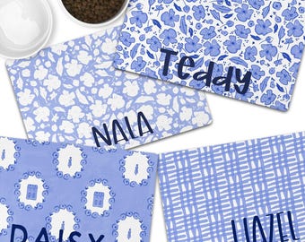 Personalized Dog Bowl Mat With Name Custom Pet Placemat Chinoiserie Dog Gift For New Puppy Gift Custom Bowl Mat For Cat Gift For Pet Lover