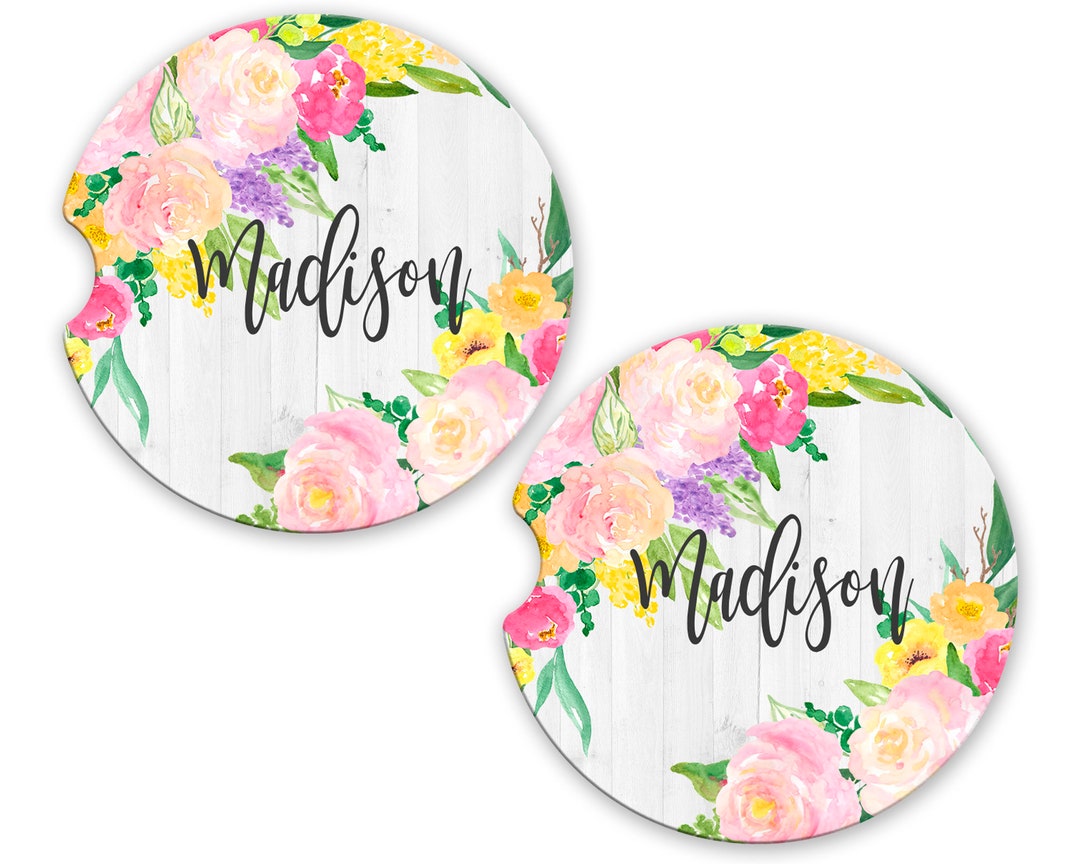 Monogrammed Car Coasters, Monogrammed Coaster Set, Personalized Car