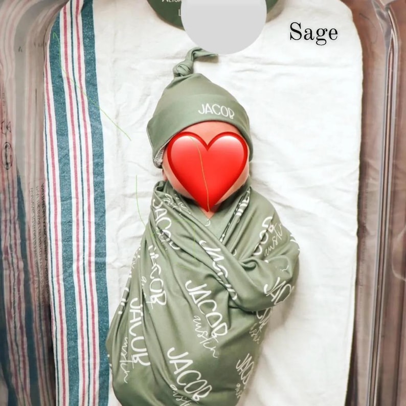 Modern personalized baby swaddle bundle featuring a custom name blanket for newborn photography and hospital homecoming photos. Soft, cozy, and designed for birth announcements, keepsake memories, and thoughtful baby shower gifting.