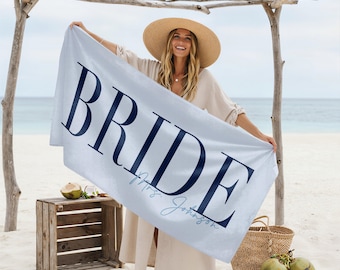 Bride Bachelorette Personalized Beach Towel | Custom Future Mrs Pool and Beach Towel | Bridal Shower Gift Honeymoon Accessory