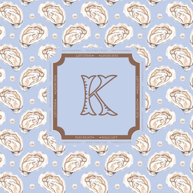 Custom Oyster Shell Mahjong Mat Personalized Mahjong Table Mat Coastal Chic Game Mat Monogram Mahjong Gift Beach House Decor MM-12 image 5