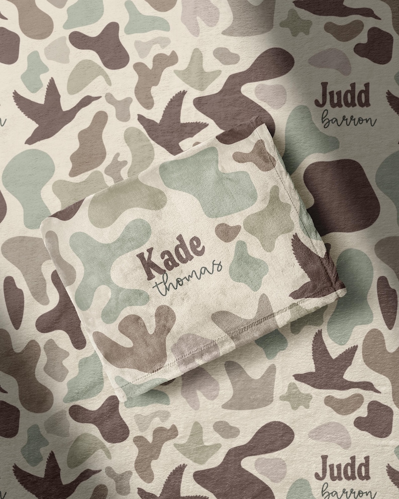 Duck Camo Crib Sheet Baby Bedding Woodland Camouflage Nursery Decor Soft Velveteen Plush Sherpa Backing Hunting Theme Baby Gift image 5