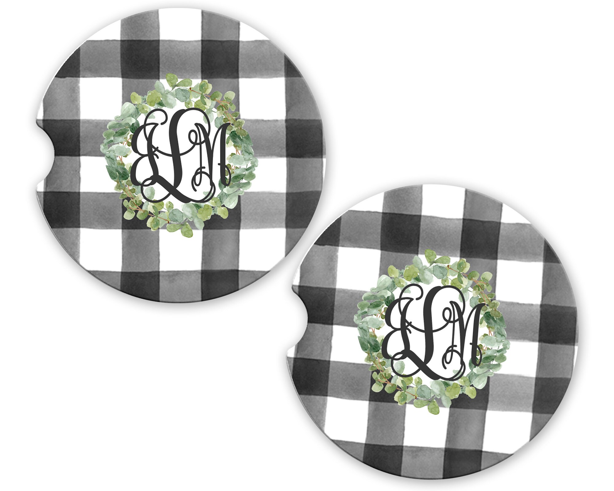 Monogrammed Car Coasters Monogrammed Coaster Set Etsy