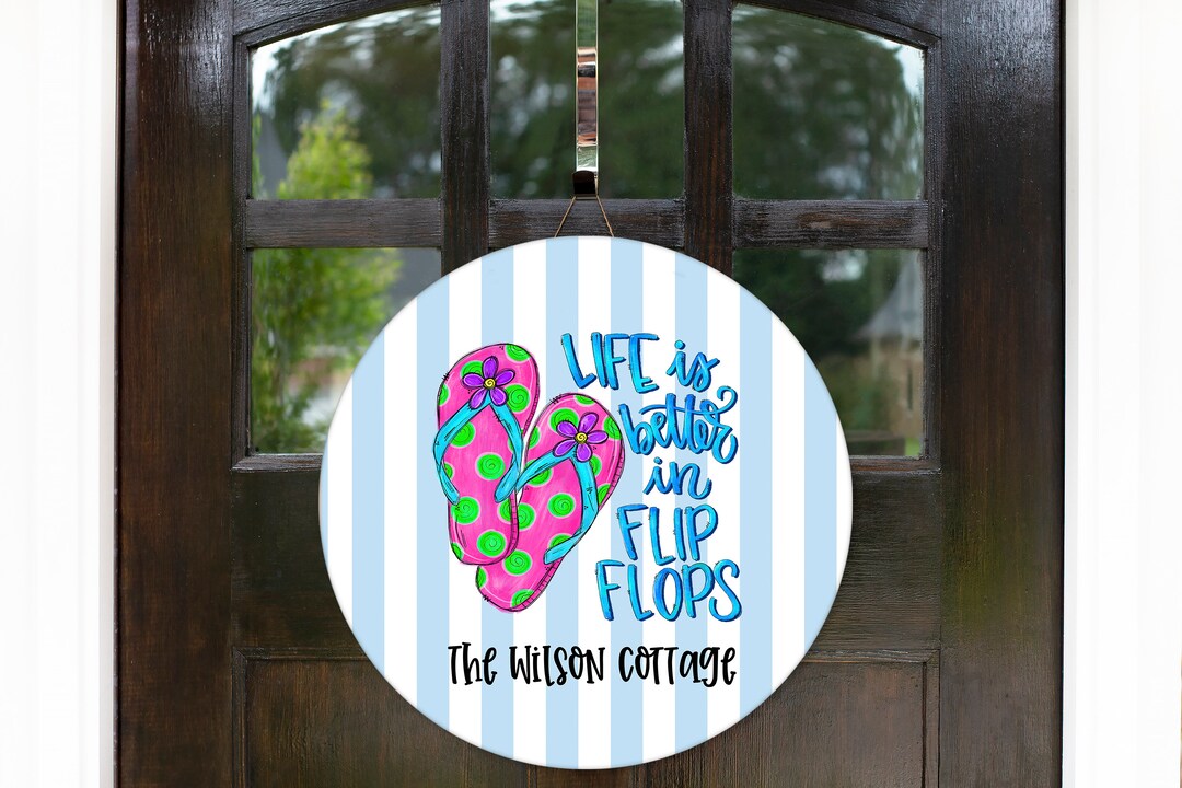 12 Round Door Hanger Decor Summer Flip Flops - Etsy