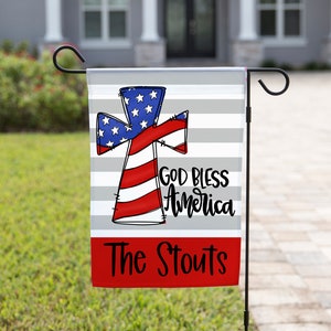 July 4th Garden Flag - Personalized Independence Day Garden Flag Welcome Flag Welcome 4th of July Farmhouse Decor Yard Decor Outdoor Deco