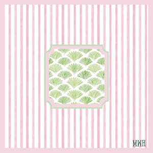Personalized Pink Stripe Mahjong Mat Custom Monogram Mahjong Mat Preppy Coastal Shell Pattern Mahjong Gift Grandmillennial Game Table Cover Bild 5