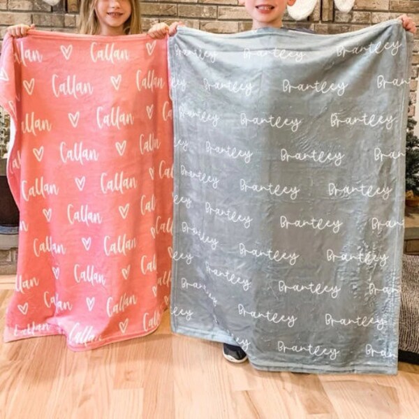 50 x 60 Name Blanket Custom Minky Blanket for Kids Youth Teenager Adult Plush Minky Text Initials Monogram Gifts