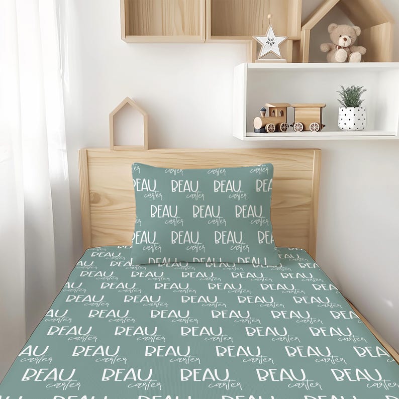 Custom Baby Crib Sheet | Monogrammed Fitted Jersey Bedding for Nursery Decor Personalized Infant Gift for Boy & Girl image 9