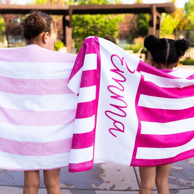 Personalized Beach Towel with Name Summer Gift for Mom Pool Accessory Vacation Essential Bridesmaid Present Birthday Idea Custom Monogram image 7