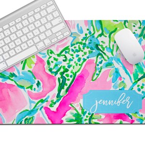 Name Desk Pad, Personalized Desk Cushion Pad Monogram Name Desk Blotter Mat Large Mouse Pad Modern Preppy Desk Office Decor