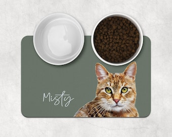 Cat Portrait Food Mat Pet Mat Name Personalized Cat Portrait Gift Personalized Cat Placemat Custom Dog Bowl Mat Personalized Pet Mat