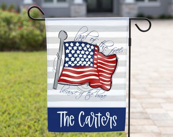 July 4th Garden Flag - Personalized Independence Day Garden Flag Welcome Flag Welcome 4th of July Farmhouse Decor Yard Decor Outdoor Deco