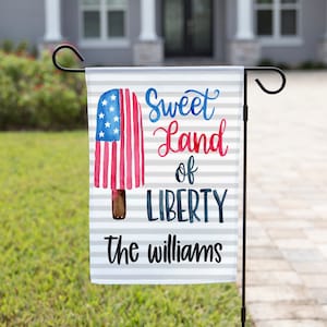 Patriotic Garden Flag American Display July Decoration Family Name Outdoor Sign Red White Blue Decor Memorial Day Front Door American Flag