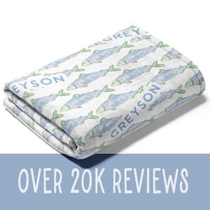 Personalized Fish Blanket Baby Boy Gift Custom Fishing Blanket Themed Kid Blanket Baby Boy Gift Fish Themed Baby Shower Gift