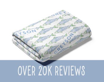 Personalized Fish Blanket Baby Boy Gift Custom Fishing Blanket Themed Kid Blanket Baby Boy Gift Fish Themed Baby Shower Gift