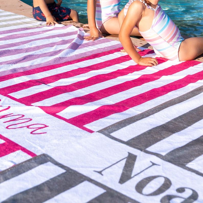 Personalized Beach Towel with Name Summer Gift for Mom Pool Accessory Vacation Essential Bridesmaid Present Birthday Idea Custom Monogram image 14