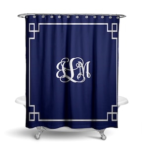 Personalized Shower Curtain - Navy Shower Curtain Extra Large Custom Shower Curtain Bath Decor Dorm Bathroom Girls Bath