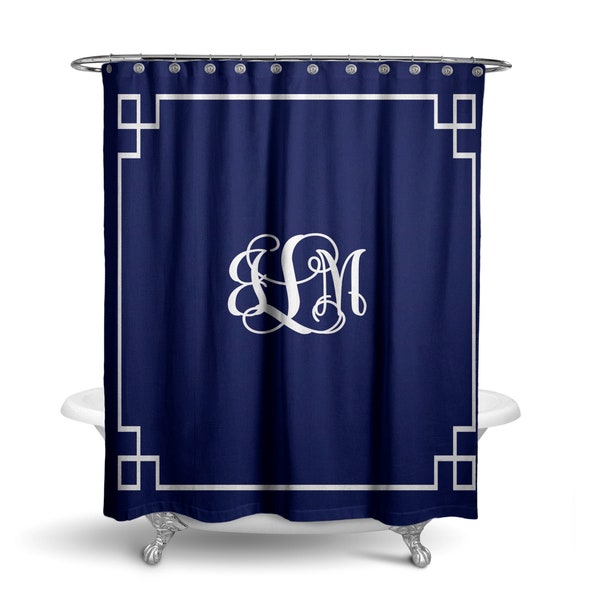 Navy Shower Curtain Etsy