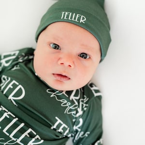 Personalisierte Baby Boy Swaddle Set Geschenk für Neugeborene Green Baby Swaddle Woodland Neugeborenen Baby Foto Requisite Neugeborenen Jungen benutzerdefinierten Namen Swaddle