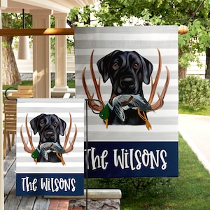 Black Lab Garden Flag for Hunting Labrador Dog Lovers Duck Dog Yellow Lab Custom Dog Gifts