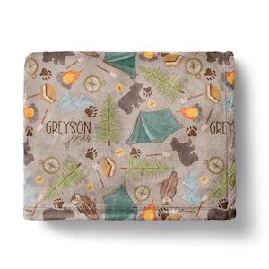 Personalized Camping Blanket Baby Shower Gift Birthday Gift Toddler Blanket Custom Name Blanket Gift Camping Baby Newborn Blanket Sherpa image 6
