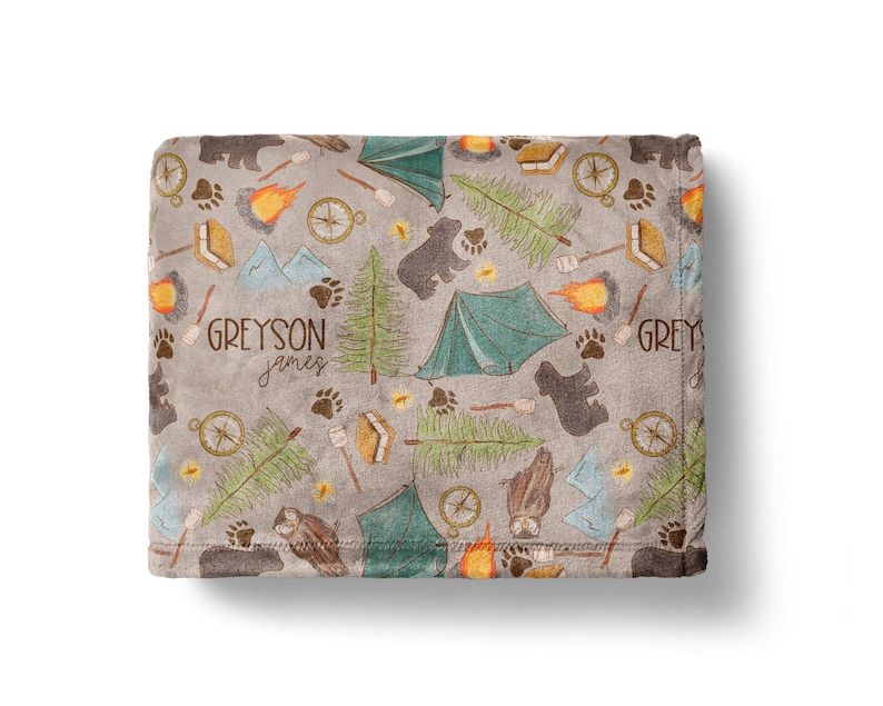 Personalized Camping Blanket Baby Shower Gift Birthday Gift Toddler Blanket Custom Name Blanket Gift Camping Baby Newborn Blanket Sherpa image 6