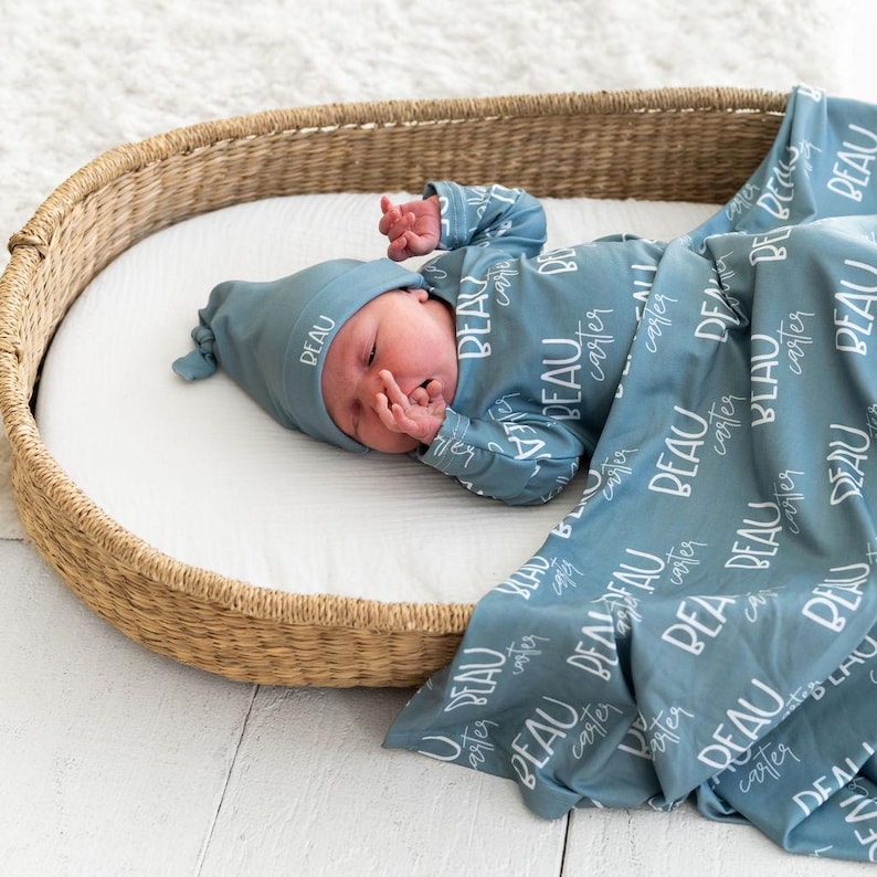 Newborn Photography Prop Personalized Baby Swaddle Custom Name Blanket Birth Announcement Set Hospital Homecoming Outfit Professional Photo Session Essential Infant Pictures Keepsake Memory Special Baby Gift Gender Neutral Design Beautiful
