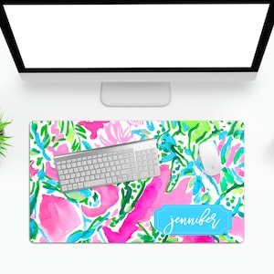 Name Desk Pad Personalized Desk Cushion Pad Monogram Name Desk Blotter Mat Large Mouse Pad Modern Preppy Desk Office Decor