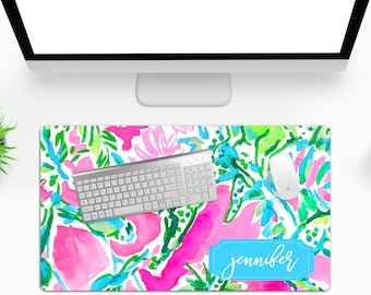 Name Desk Pad Personalized Desk Cushion Pad Monogram Name Desk Blotter Mat Large Mouse Pad Modern Preppy Desk Office Decor