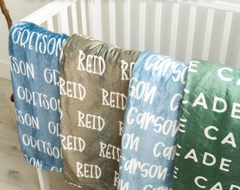 Personalized Blanket For Baby Boy Blanket For Toddler Custom Name Blanket Crib Blanket Personalized Green Blanket For Baby Nursery Decor