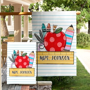 Teacher Flag Classroom Banner Sign Gift For Teacher Classroom Decor Welcome To Class Door Hanger Teacher Appreciation first day school sign