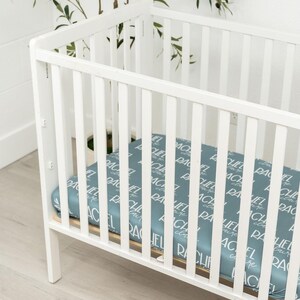Custom Baby Crib Sheet | Monogrammed Fitted Jersey Bedding for Nursery Decor Personalized Infant Gift for Boy & Girl image 6