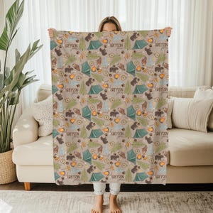 Personalized Camping Blanket Baby Shower Gift Birthday Gift Toddler Blanket Custom Name Blanket Gift Camping Baby Newborn Blanket Sherpa image 5