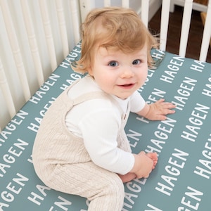 Personalized Baby Crib Sheet Boy Monogrammed Fitted Crib Sheet Girl Baby Shower Gift Nursery Decor For New Baby Name Gift Custom Baby Gift