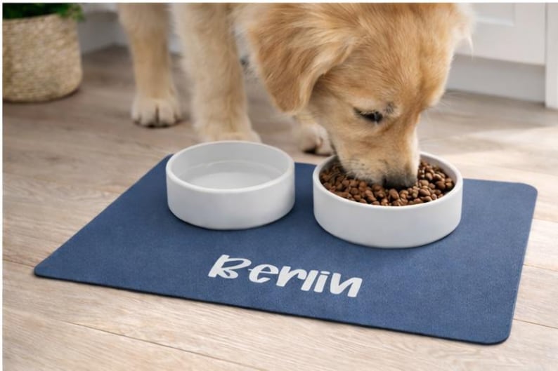 Custom Pet Gift Dog Food Mat Personalized Dog Mat Food Mat For New Puppy Gift Custom Dog Gift Cat Gift Personalized Cat Mat Dog Bowl Mats image 1