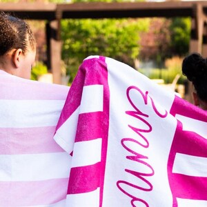 Personalized Beach Towel with Name Summer Gift for Mom Pool Accessory Vacation Essential Bridesmaid Present Birthday Idea Custom Monogram image 16