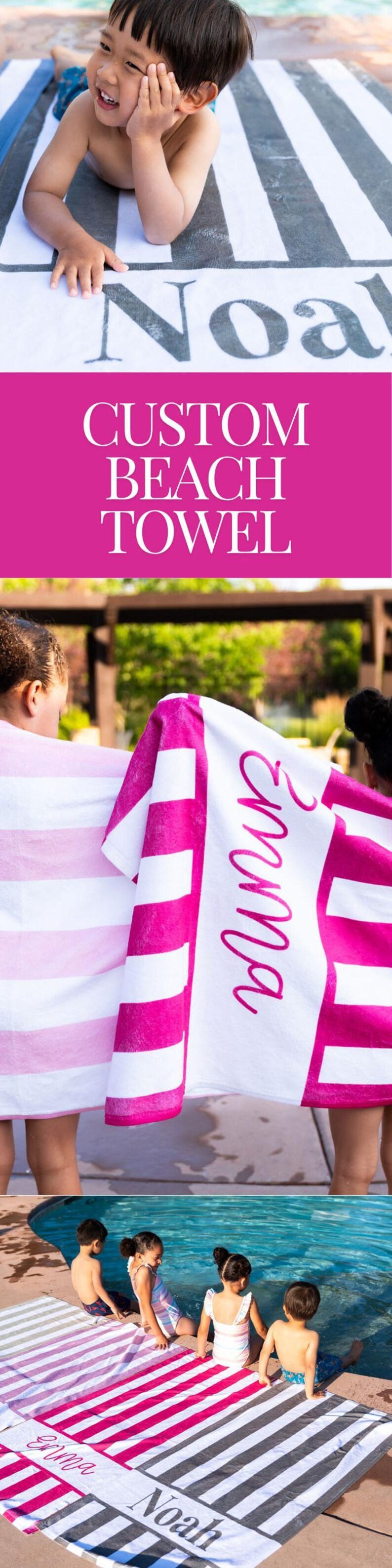 Personalized Beach Towel with Name Summer Gift for Mom Pool Accessory Vacation Essential Bridesmaid Present Birthday Idea Custom Monogram image 16