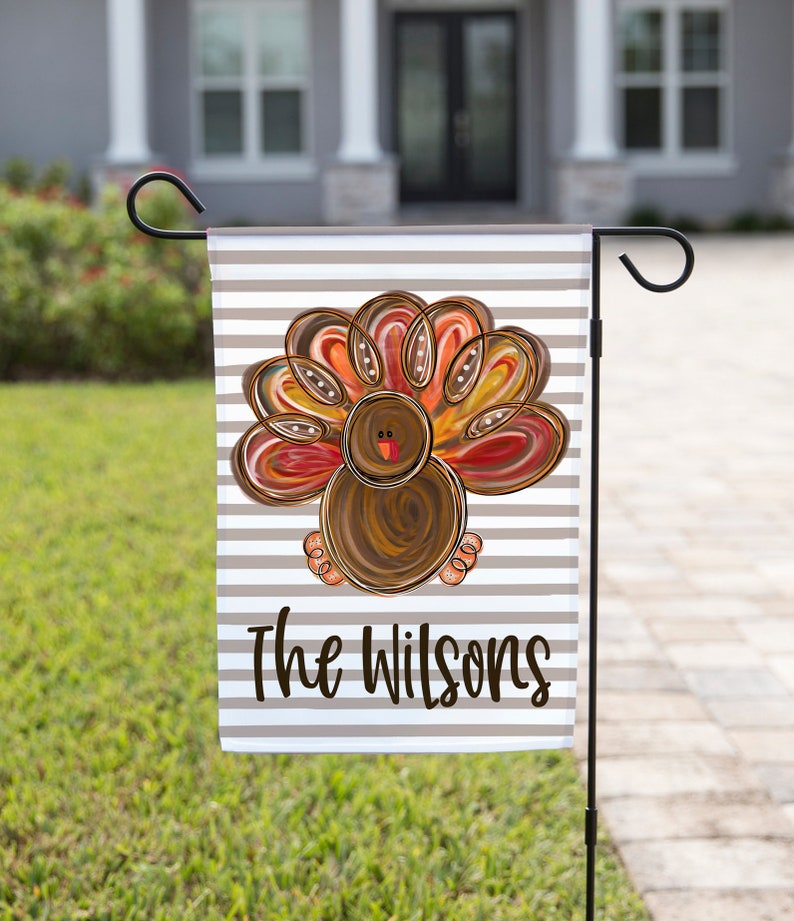 Thanksgiving Garden Flag Gobble Turkey Garden Flag Pumpkin image 1