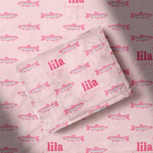 Fishing Baby Blanket Blanket Swaddle Wrap Wrap Baby Girl Pink Trout Fishing Lure Blanket Blanket Custom Name Name Trout Design Custom