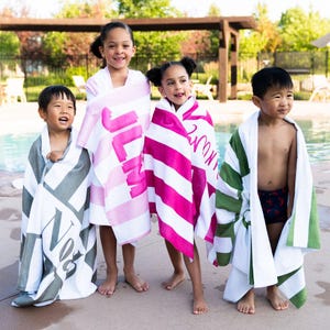 Custom Beach Towel Striped Personalized Beach Towels for Kids Bridesmaid Towel Birthday Vacation Gift Beach Towel Girls Trip Gift