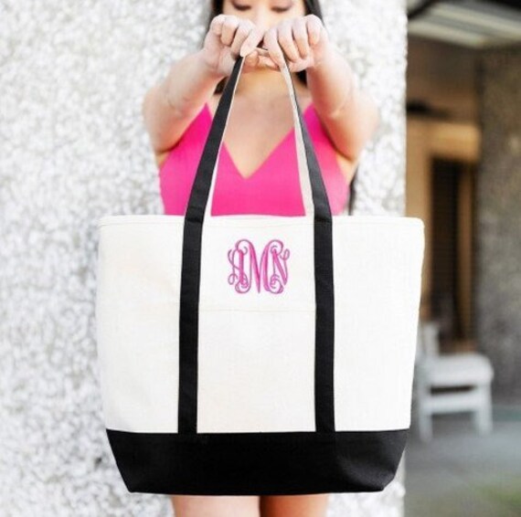 Cute monogrammed top tote bags