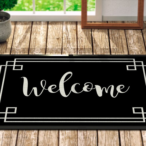 Personalized Door Mat Black Framed Fall Home Decor Etsy
