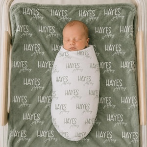 Conjunto de envoltorio para bebé con gorro, manta con nombre para recién nacido, regalo personalizado para niña, paquete de guardería, ropa para bebé, accesorio de fotografía para baby shower