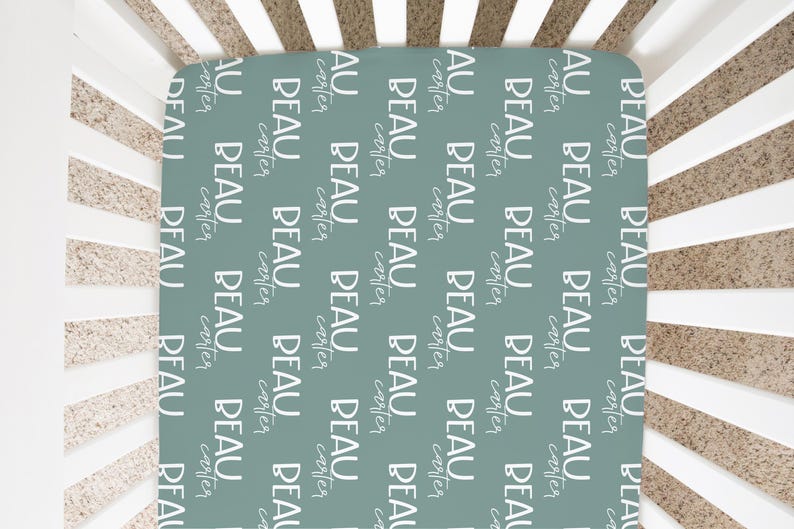 Custom Baby Crib Sheet | Monogrammed Fitted Jersey Bedding for Nursery Decor Personalized Infant Gift for Boy & Girl image 10