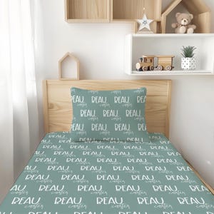 Lenzuolo per culla personalizzato, biancheria da letto per neonati, decorazioni per cameretta, regalo personalizzato, idea regalo per neonato, nome monogrammato, jersey aderente, tessuto morbido per neonati immagine 9