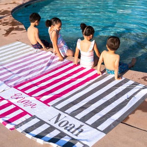 Personalized Beach Towel with Name Summer Gift for Mom Pool Accessory Vacation Essential Bridesmaid Present Birthday Idea Custom Monogram image 13