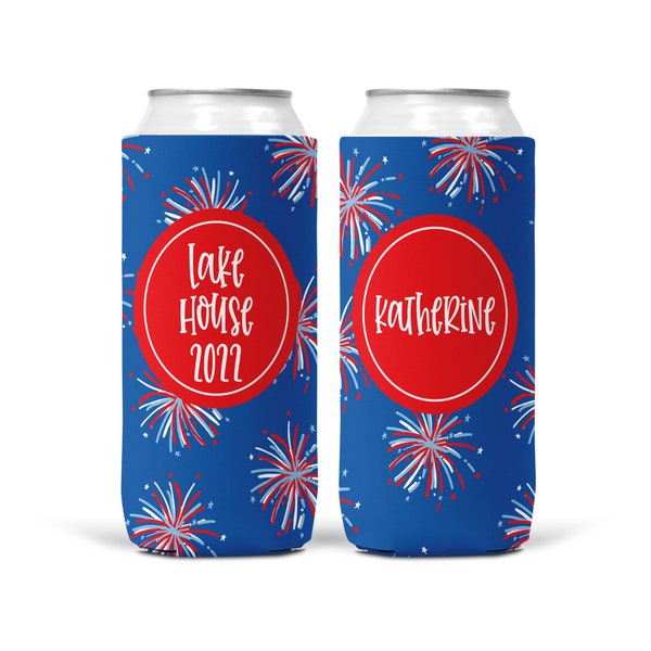 Patriotic Party Huggers July 4th Beach Bachelorette or Birthday Party Favors Slim Can Coolers Beach Girl's weekend favors
