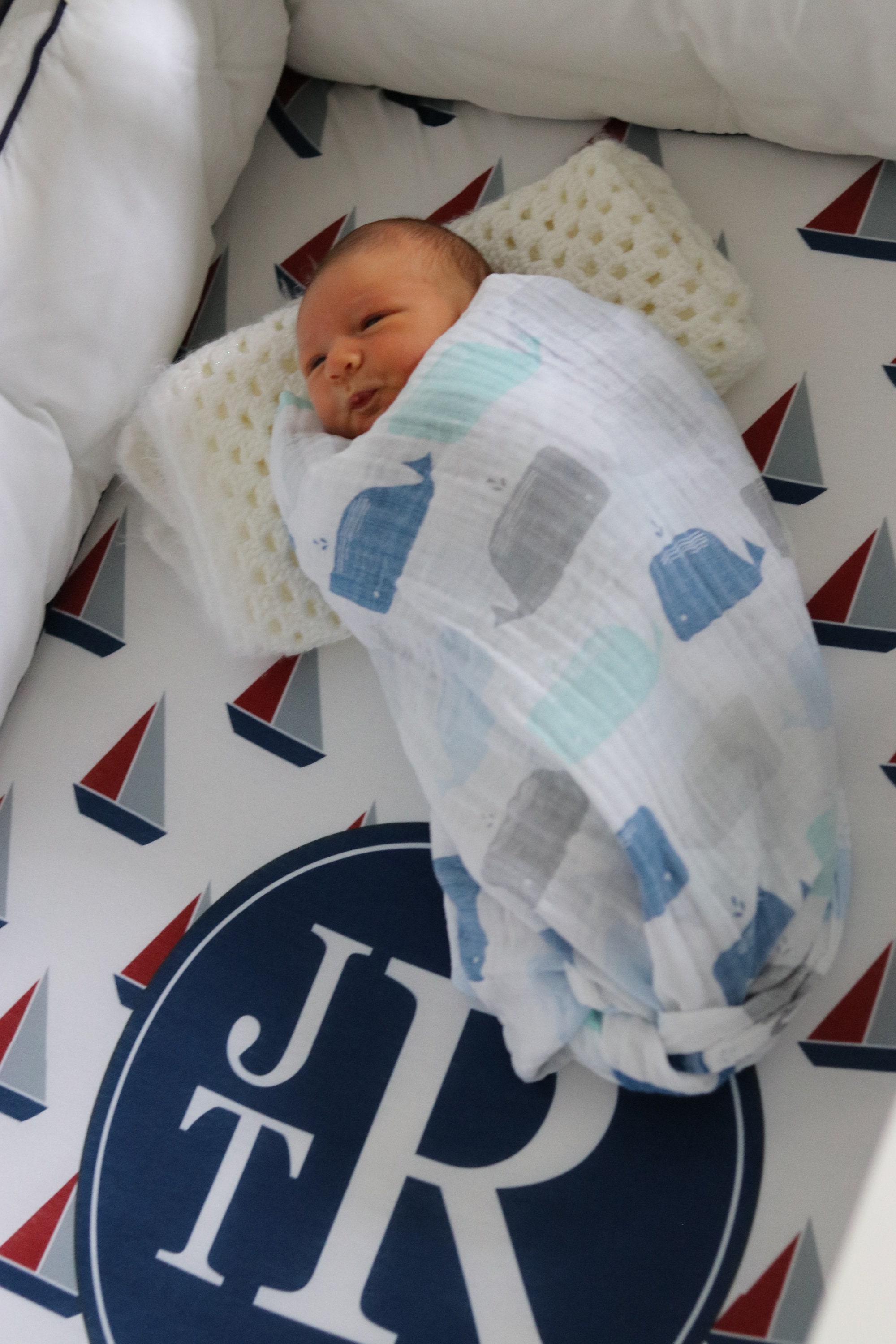 Personalized Crib Sheet Changing Pad Cover Nautical | Etsy